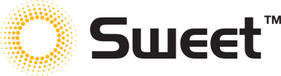 Turuncu noktalı daire simgeli Sweet logosu