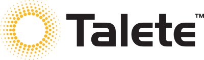 Siyah “Talete” yazılı, sarı noktalı halka logolu marka logosu