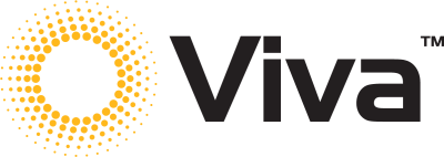 Siyah Viva yazısı ve sarı noktalı daireden oluşan logo