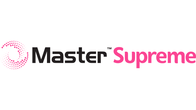 Master Supreme logosu, siyah ve pembe yazı
