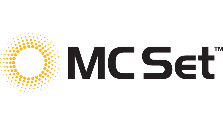 MCSet logosu; siyah yazı ve sarı noktalı dairesel simge