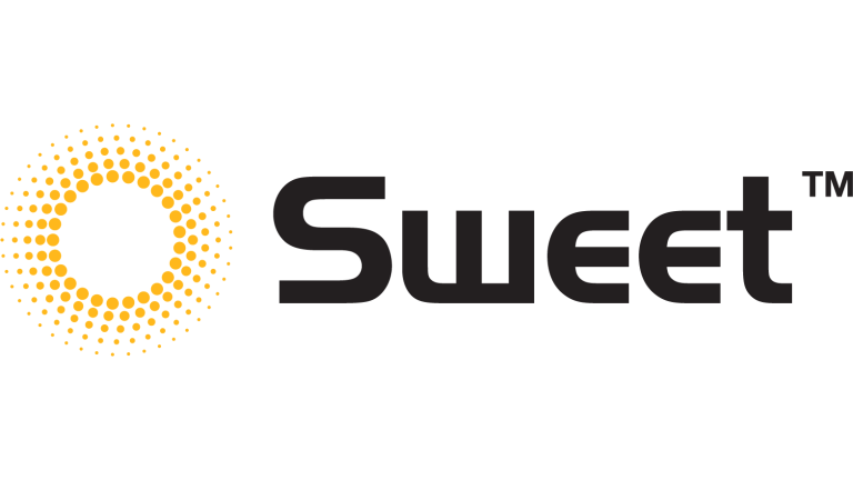Turuncu noktalı daire simgeli Sweet logosu