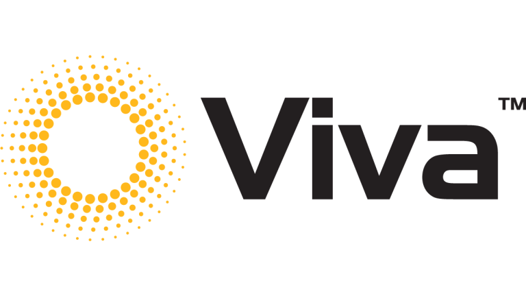 Siyah Viva yazısı ve sarı noktalı daireden oluşan logo