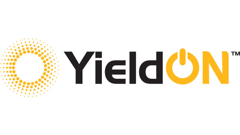 YieldON logosu; sarı güneş simgesi ve güç düğmeli O harfi